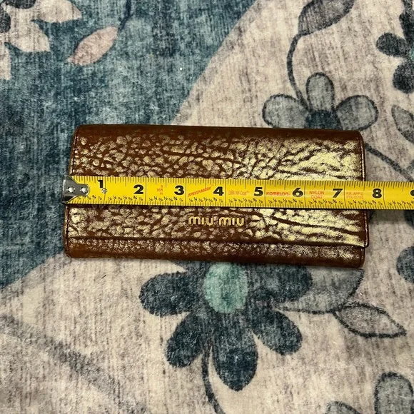 Miu Miu Gold metallic bifold wallet EUC - Picture 12 of 13